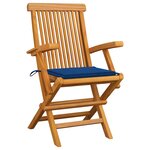 vidaXL Chaises de jardin avec coussins bleu royal lot de 8 Teck massif