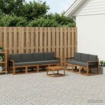 vidaXL Ensemble de canapés d'extérieur 7 Pièces Naturel et Anthracite