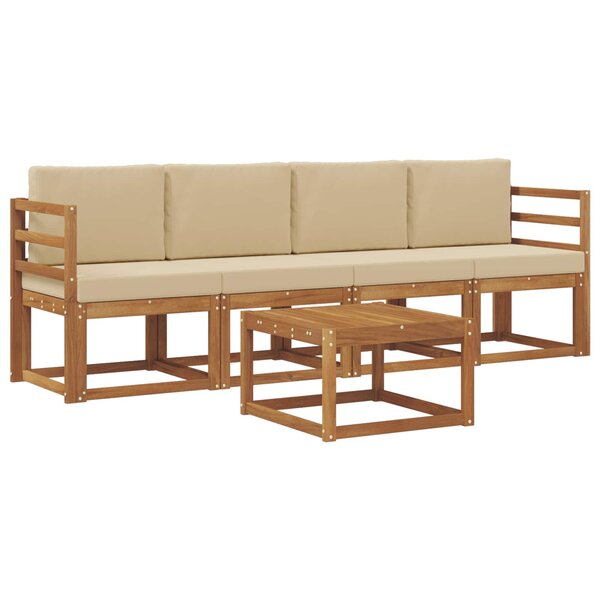 vidaXL Ensemble de canapés d'extérieur 5 pc Naturel et Beige