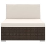 vidaXL Siège central sectionnel 1 pc et coussins Résine tressée Marron