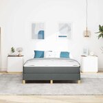 vidaXL Lit à ressorts avec matelas Gris foncé 140 x 190 cm tissu