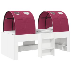 vidaXL Lit Haut pour Enfants avec Tunnel Blanc et rouge