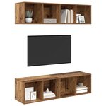 vidaXL Ensemble meuble TV 2 Pièces Bois Ancien 37 x 37 x 142 5 cm