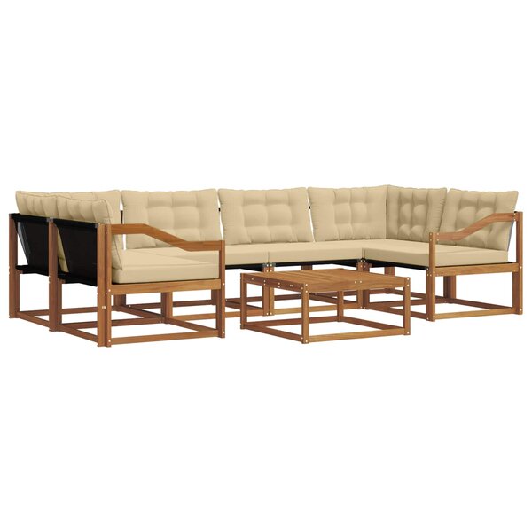 vidaXL Ensemble de canapés d'extérieur 7 Pièces Naturel et Beige