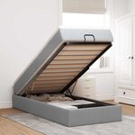 vidaXL Cadre de lit ottoman et matelas gris clair 100x200 cm tissu