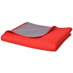 vidaXL Couvre-lit matelassé double-face Rouge et gris 230x260 cm
