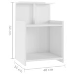 vidaXL Table de chevet Blanc brillant 40x35x60 cm Aggloméré