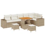 vidaXL Ensemble de canapé de jardin 9 Pièces Beige  Crème 80 x 80 x 71 cm