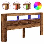 vidaXL Tête de lit à LED vieux bois 200x18 5x103 5cm bois d'ingénierie