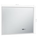 vidaXL Miroir à LED et capteur tactile et affichage d'heure 80x60 cm
