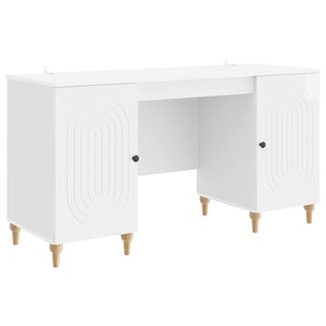 vidaXL Bureau Blanc Brillant 142 5 x 50 x 75 cm Bois d'ingénierie