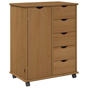 vidaXL Cabinet roulant avec roue Marron miel 63 5 x 39 x 79 cm