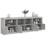 vidaXL Buffet avec lumières LED gris béton 202x37x67 cm