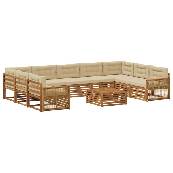 vidaXL Ensemble de canapés d'extérieur 10 Pièces Naturel et Beige