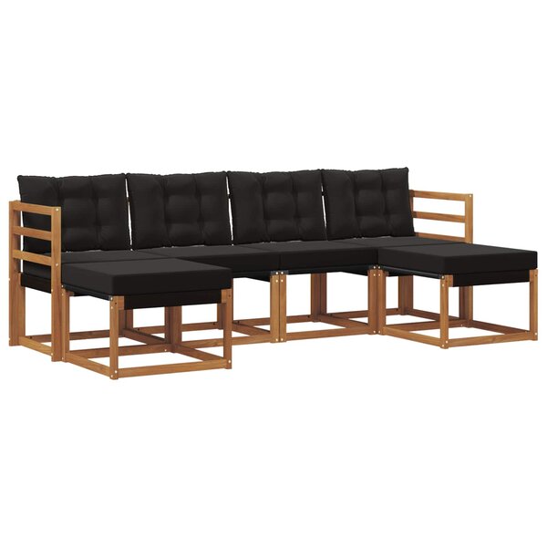 vidaXL Ensemble de canapés d'extérieur 6 Pièces Naturel et Noir