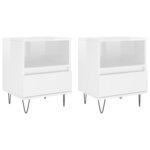 vidaXL Tables de chevet 2 Pièces blanc brillant 40x35x50 cm