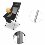 Chaise de camping pliable avec grand dossier - Kingcamp - Noir - Sac de transport inclus