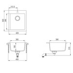 vidaXL Évier de cuisine Granit Seul lavabo Beige