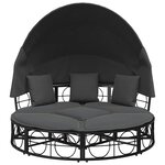 vidaXL Lit de repos d'extérieur avec auvent et coussins résine tressée