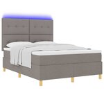 vidaXL Lit à ressort LED avec matelas Taupe 140 x 190 cm tissu