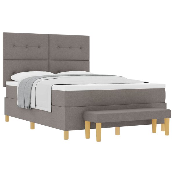 vidaXL Lit à ressorts avec matelas Taupe 140 x 190 cm tissu