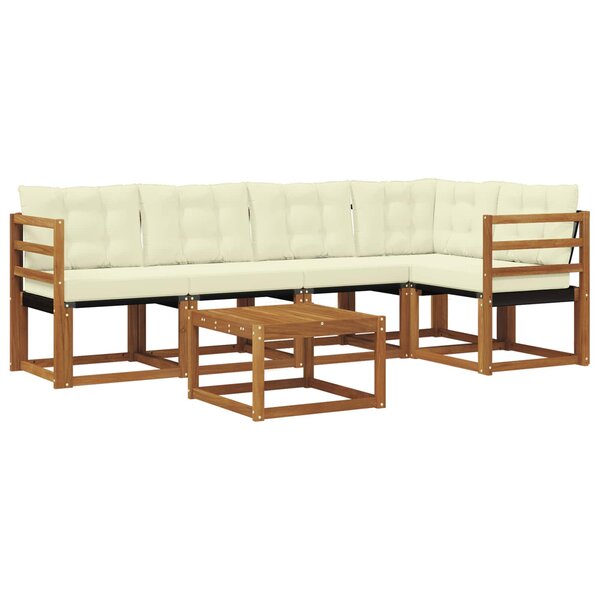 vidaXL Ensemble de canapés d'extérieur 6 pc Naturel et Crème