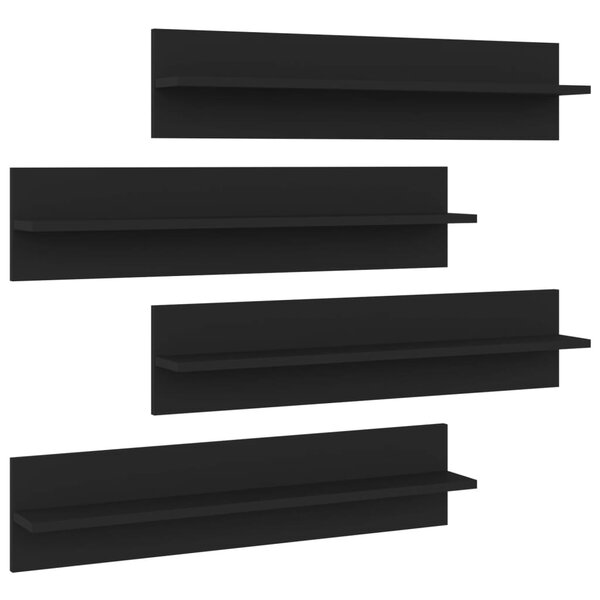 vidaXL Étagères murales 4 Pièces Noir 80x11 5x18 cm Aggloméré