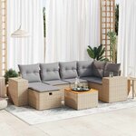 vidaXL Salon de jardin avec coussins 7 Pièces beige résine tressée