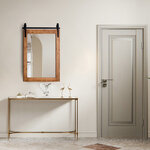 Miroir mural rustique avec cadre en bois massif et support en métal 76 x 56 cm miroir décoratif de style porte de grange rectangulaire marron 20_0008920