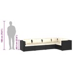 vidaXL Salon de jardin 5 Pièces avec coussins Résine tressée Noir