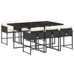 vidaXL Ensemble à manger de jardin coussins 7Pièces Noir Résine tressée