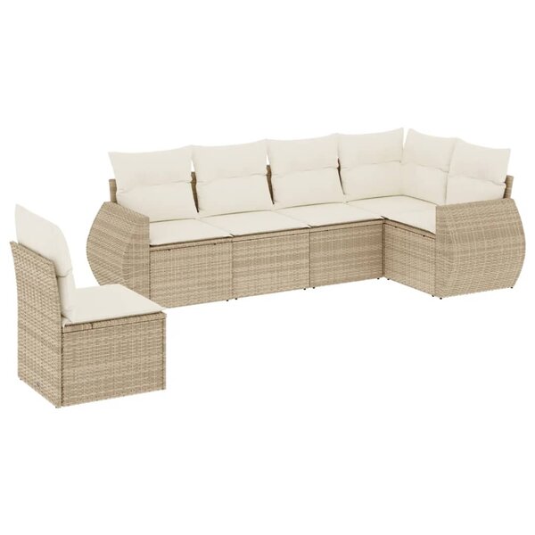 vidaXL Salon de jardin avec coussins 6 Pièces beige résine tressée