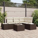 vidaXL Ensemble de canapé de jardin avec coussin 5 Pièces Marron  Crème