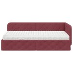 vidaXL Cadre de lit d'angle avec matelas Bordeaux 90 x 190 cm tissu