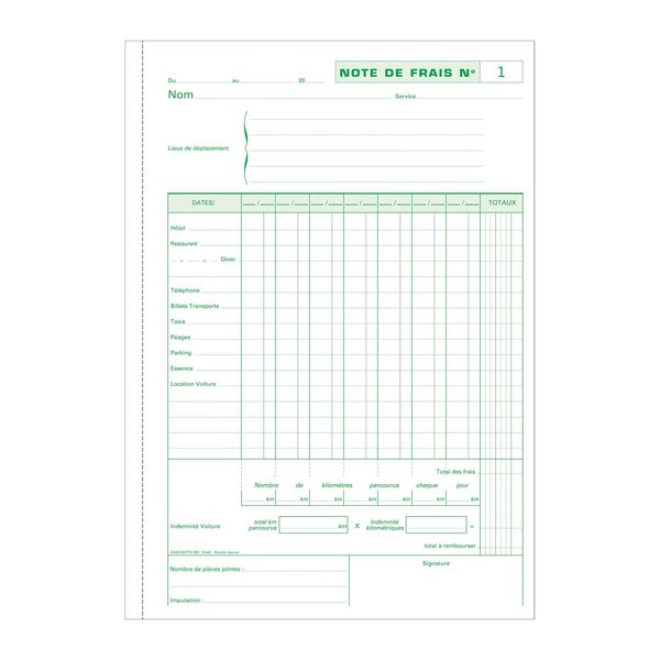 Manifold Note De Frais 29 7x21cm 50 Feuillets Dupli Autocopiants - X 5 - Exacompta