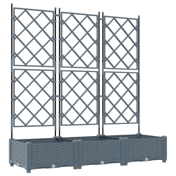 vidaXL Planteur de Jardin avec Treillis 3 Pièces Gris Clair 120x40x125 5 cm