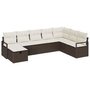 vidaXL Ensemble de canapé de jardin 8 Pièces Marron Poly rotin