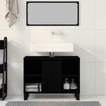 vidaXL Cabinet de salle de bain Noir 80 x 33 x 60 cm Bois d'ingénierie