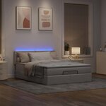 vidaXL Lit ottoman avec matelas et LED taupe 140x190 cm tissu