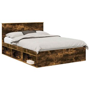 vidaXL Cadre de lit Chêne fumé 140 x 190 cm Bois d'ingénierie