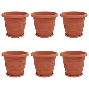 vidaXL Pots de plantes 6 Pièces Rouge brique Ø 34 x 28 cm Plastique