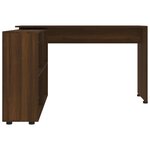 Bureau table poste de travail meuble d'ordinateur informatique étude d'angle chêne bois d'ingénierie brun 02_0023678