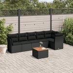 vidaXL Salon de jardin 7 Pièces avec coussins noir résine tressée
