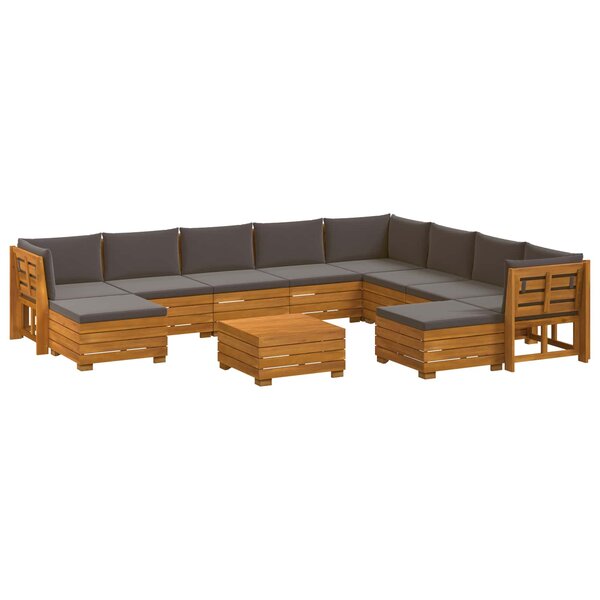 vidaXL Ensemble de canapés d'extérieur avec coussin 11 Pièce Marron