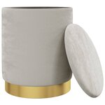 vidaXL Tabouret de rangement rond Gris clair Velours 31 x 37 cm