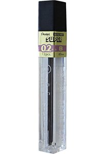 Etui de 12 mines pour Porte-mines HI-POLYMER SUPER 0 2 mm B PENTEL