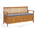 vidaXL Banc de rangement de jardin avec coussin 148 cm Bois d'acacia