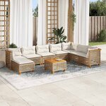 vidaXL Salon de jardin avec coussins 9 Pièces beige résine tressée