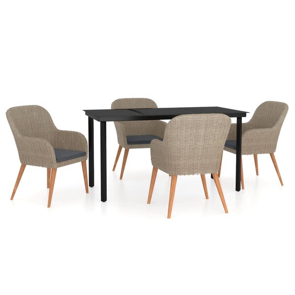 vidaXL Ensemble à manger de jardin et coussins 5 Pièces Marron