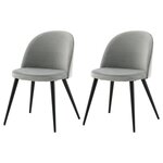 Venture Home Chaises à manger lot de 2 Velvet velours noir/gris